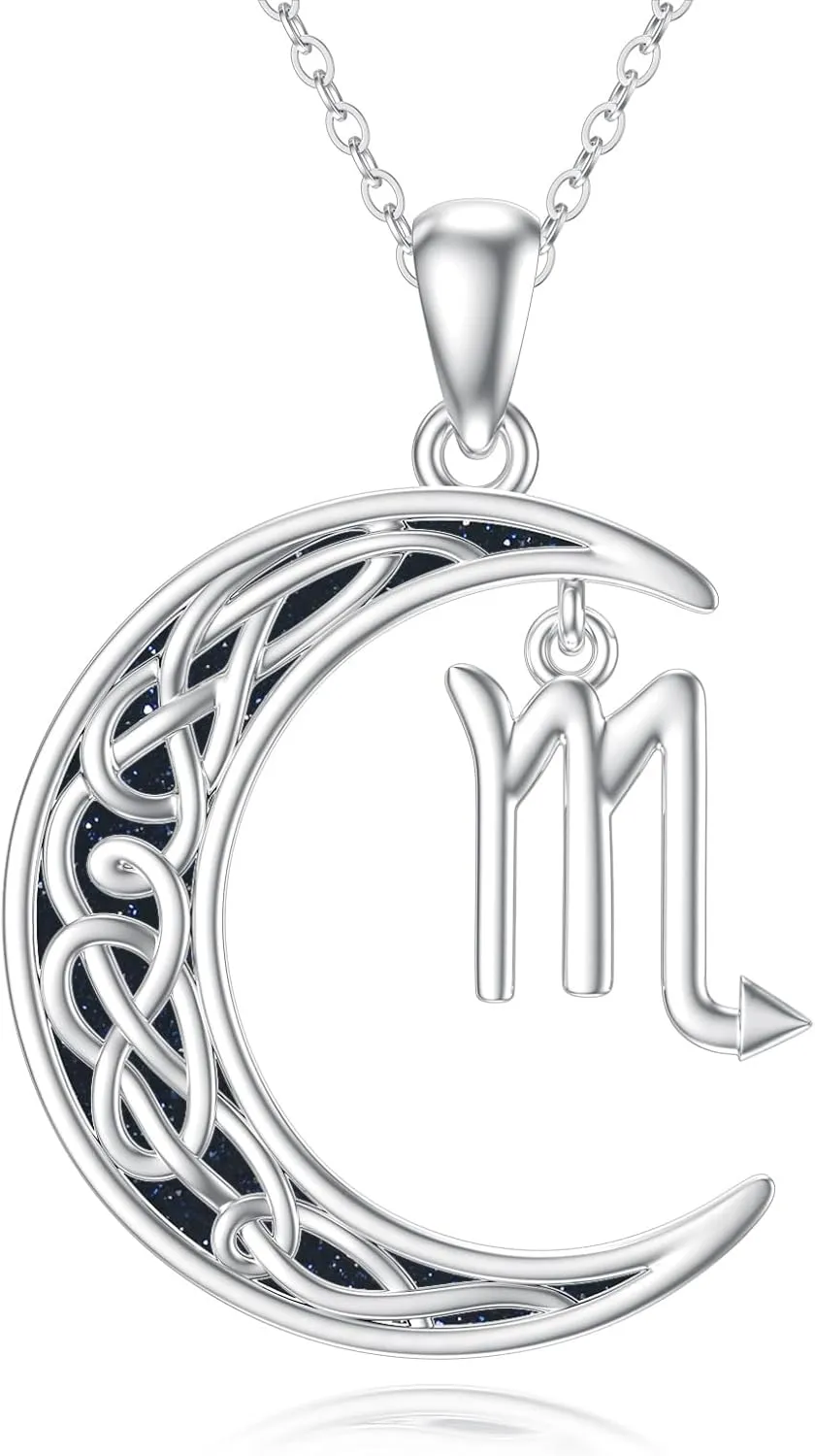 PROESS Zodiac Necklace 925 Sterling Silver 12 Constellations Pendant Necklace Horoscope Sign Necklaces Jewelry Presents for Women Men