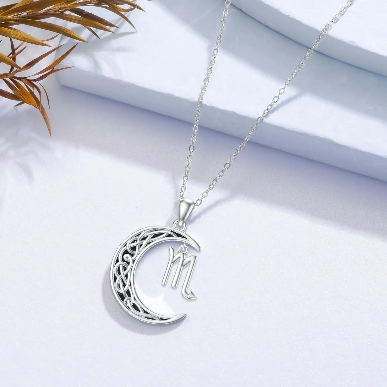PROESS Zodiac Necklace 925 Sterling Silver 12 Constellations Pendant Necklace Horoscope Sign Necklaces Jewelry Presents for Women Men