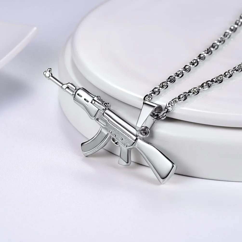 PROSTEEL Punk Rock Necklace,M16A4 Rifle Shape Pendant & ChainCool Men Jewelry,for Him