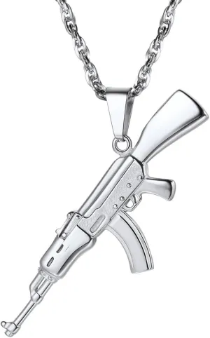 PROSTEEL Punk Rock Necklace,M16A4 Rifle Shape Pendant & ChainCool Men Jewelry,for Him