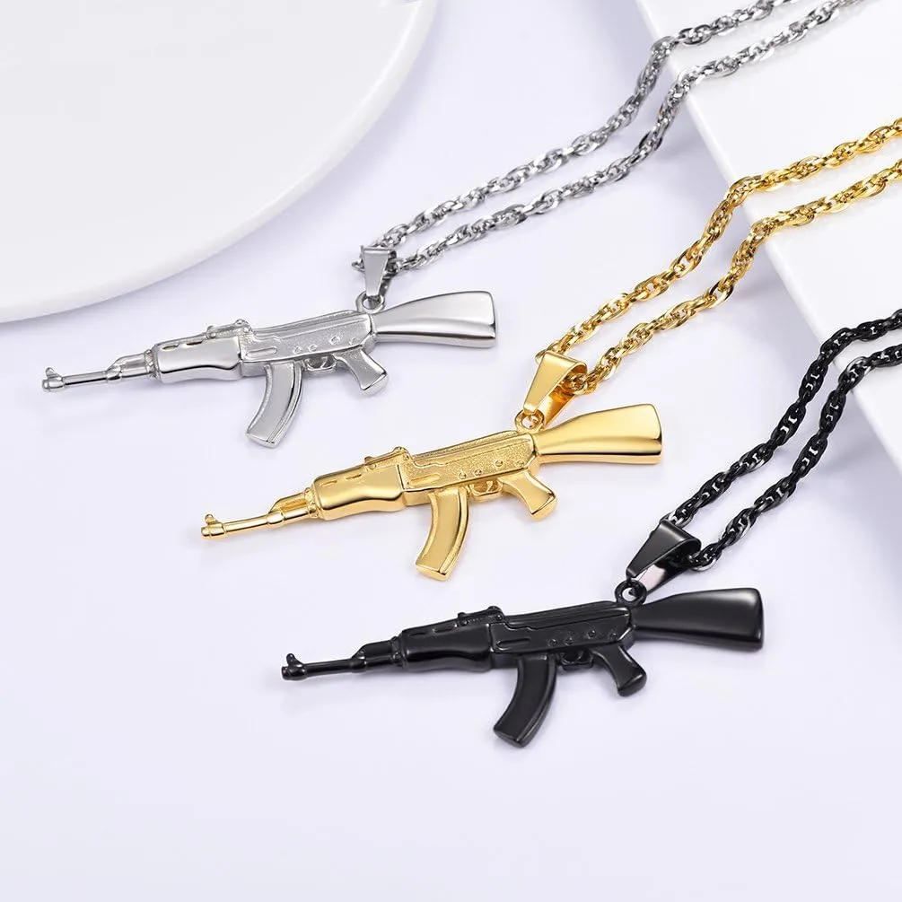 PROSTEEL Punk Rock Necklace,M16A4 Rifle Shape Pendant & ChainCool Men Jewelry,for Him