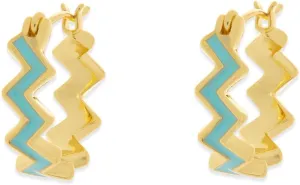 Pura Vida Earrings Gold Ziggy Enamel Hoop Earrings Gold Plated Jewelry - 1 Pair