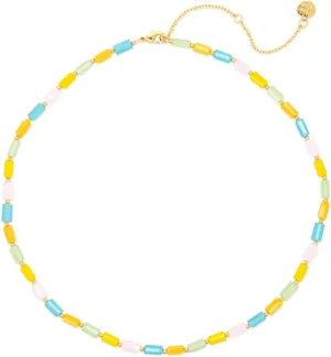 Pura Vida Necklace Gold Neon Tube Bead Choker Necklace for Women, 14-Inch String
