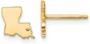Real 925 Sterling Silver Yellow Gold-Plated LA Small State Studs Earring - 6mm x 6mm