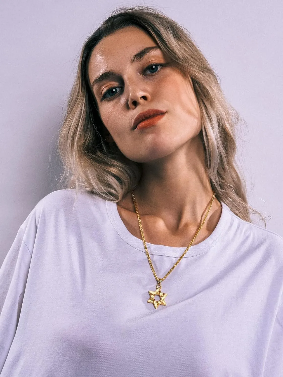 Richsteel Star of David Necklaces for Women Mens Stainless Steel/18K Gold Plated Hexagram Pendant Jewish Israel Jewelry