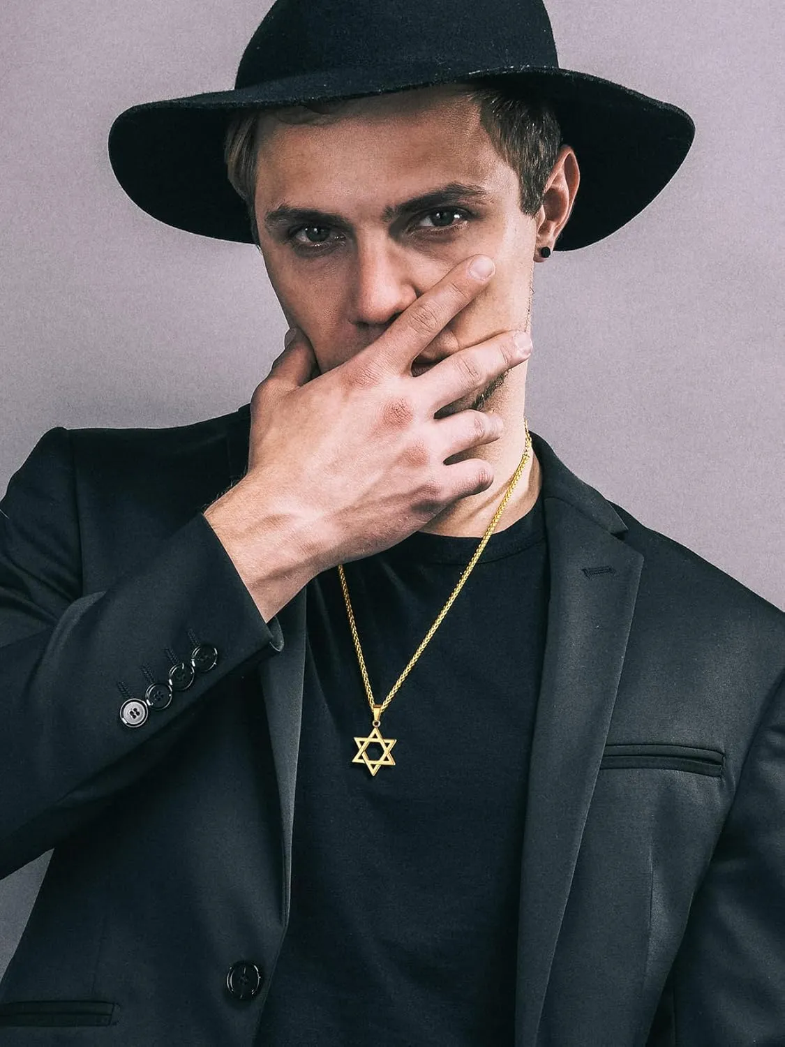Richsteel Star of David Necklaces for Women Mens Stainless Steel/18K Gold Plated Hexagram Pendant Jewish Israel Jewelry