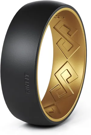 Rinfit Silicone Rings for Women & Men 7mm Wide, 2mm Thick - Matching Silicone Wedding Bands Sets - Rubber Ring Two-tone Patented Design