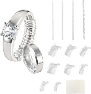 Ring Size Adjuster for Loose Rings 12 Pack | Invisible Ring Guard Insert & Spiral Resizer Kit | Comfort Fit for Women/Men (12 Sizes   Polishing Cloth)