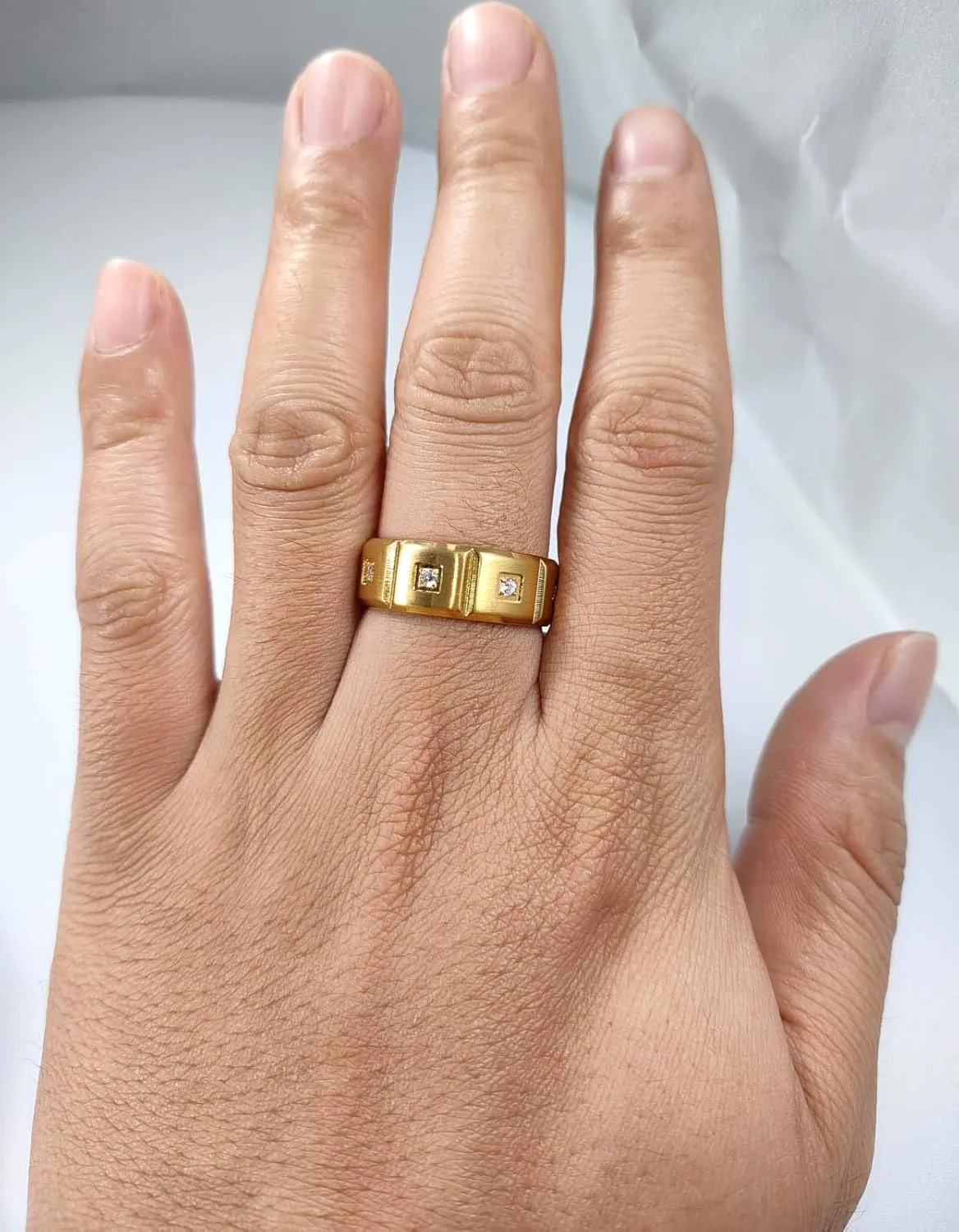 ringheart Couple Rings Yellow Gold Filled Princess Cut 6 * 6mm Cz Womens Wedding Ring Sets 8mm Titanium Men's Wedding BandPlease Buy 2 Rings for 1 Pair