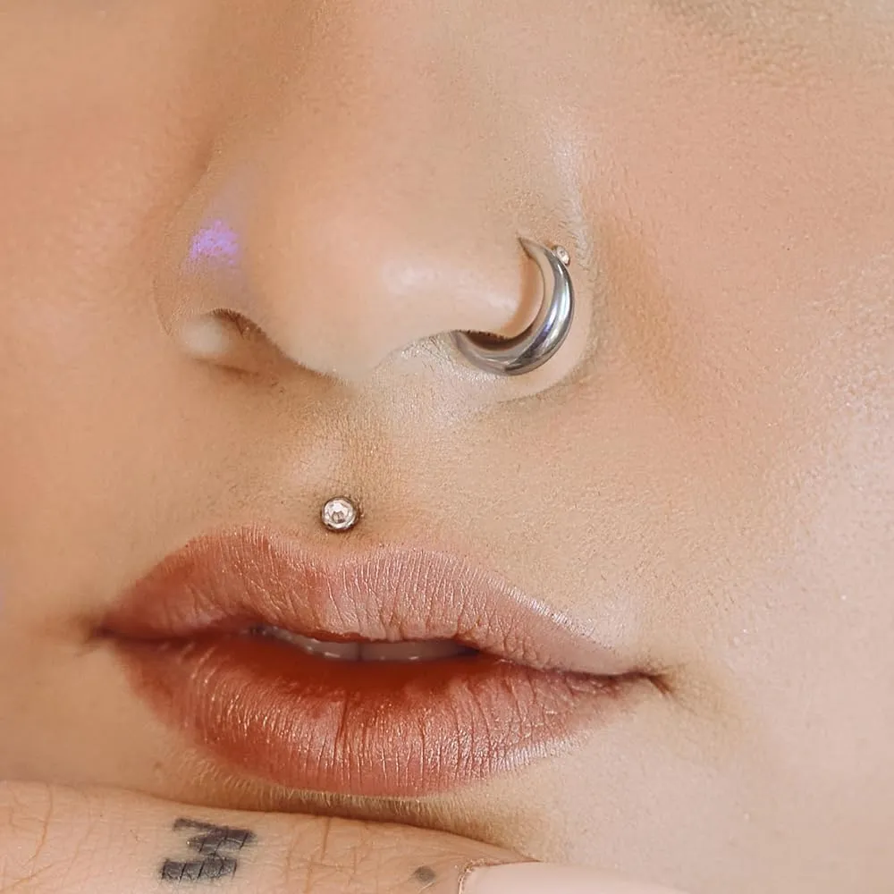 Septum Rings Hoop,16G 8mm 316L Stainless Steel Segment Nose Rings for Men, Cartilage Clicker Hoop Earrings for Rook, Daith, Tragus, Hypoallergenic for man and women