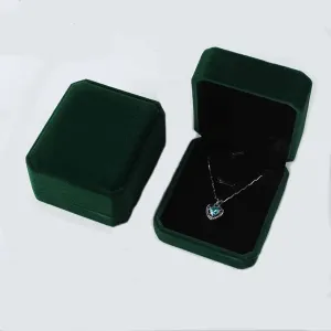 Set of 2 Green Velvet Necklace Pendant Box Jewelry Box Gift Boxes Jewelry Packaging Storage Case, Jewellry Display Box for Wedding, Engagement, Proposal, Birthday and Anniversary