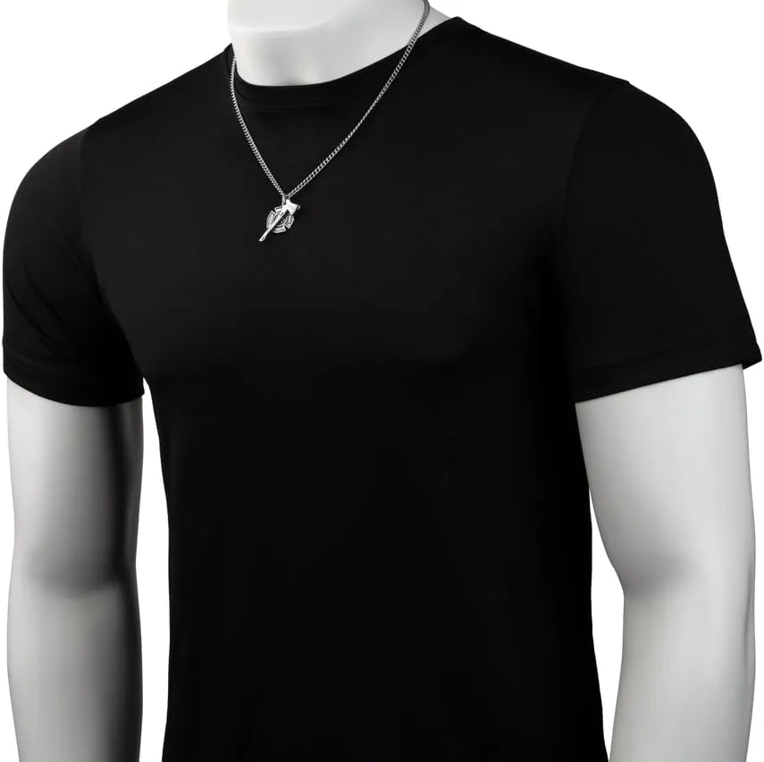 Shields of Strength Men's Stainless Maltese Firefighter Cross/Axe Combo Necklace - Isaiah 6:8