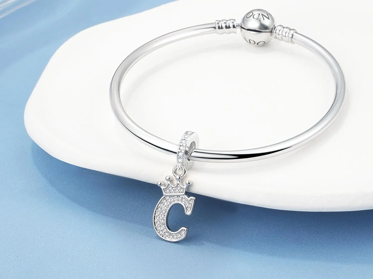 Silver Letter Charm Fit for Pandora Charms Bracelet Alphabet Initial Crown Charms Beads Jewelry Gifts for Women