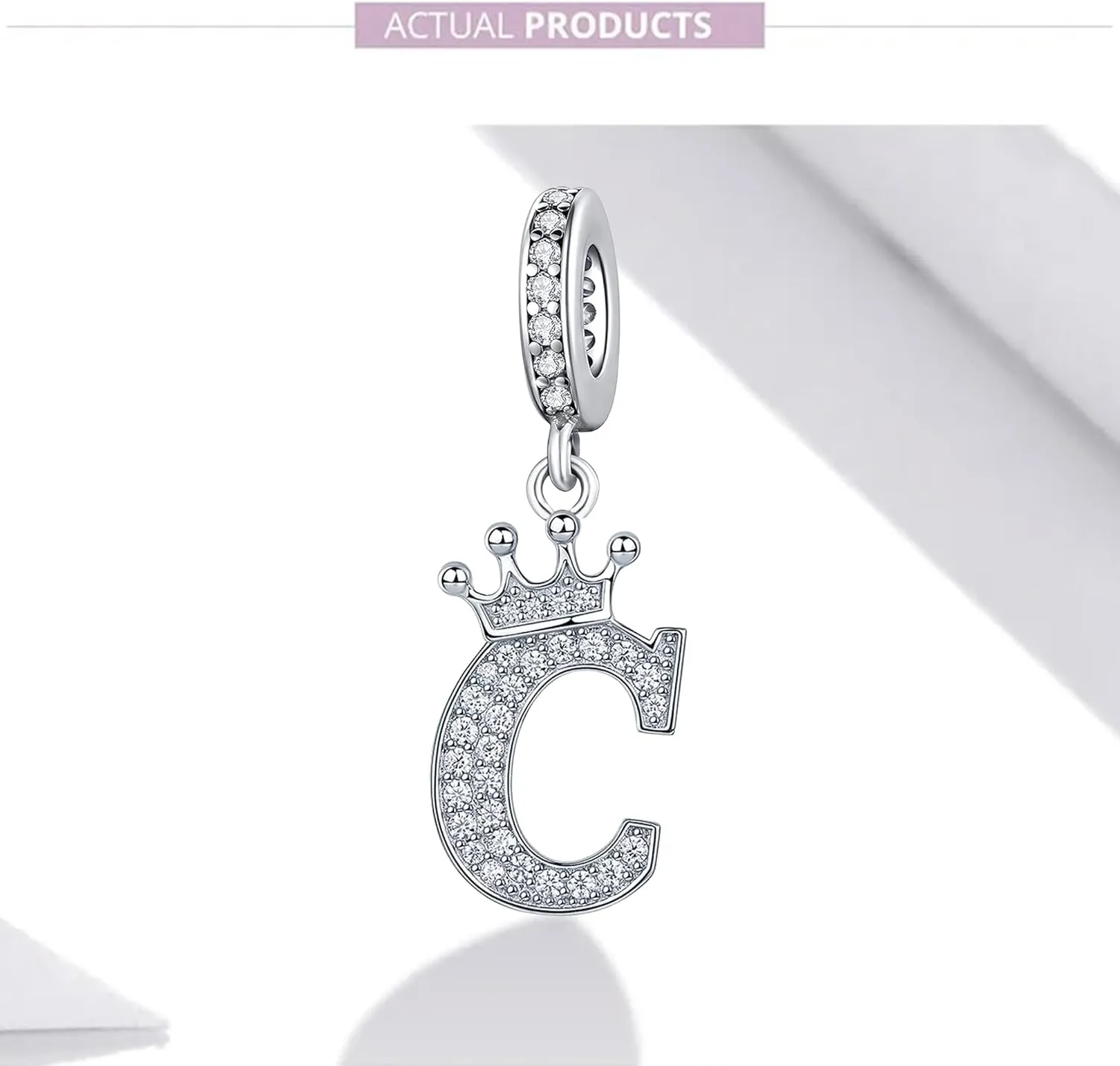 Silver Letter Charm Fit for Pandora Charms Bracelet Alphabet Initial Crown Charms Beads Jewelry Gifts for Women