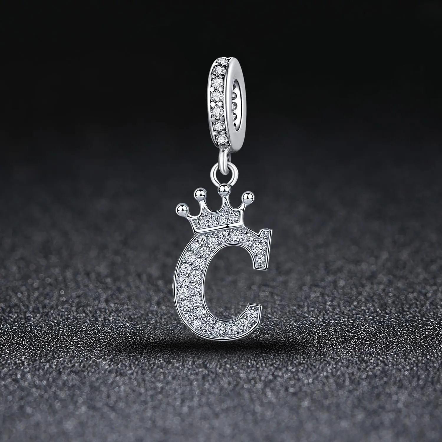 Silver Letter Charm Fit for Pandora Charms Bracelet Alphabet Initial Crown Charms Beads Jewelry Gifts for Women