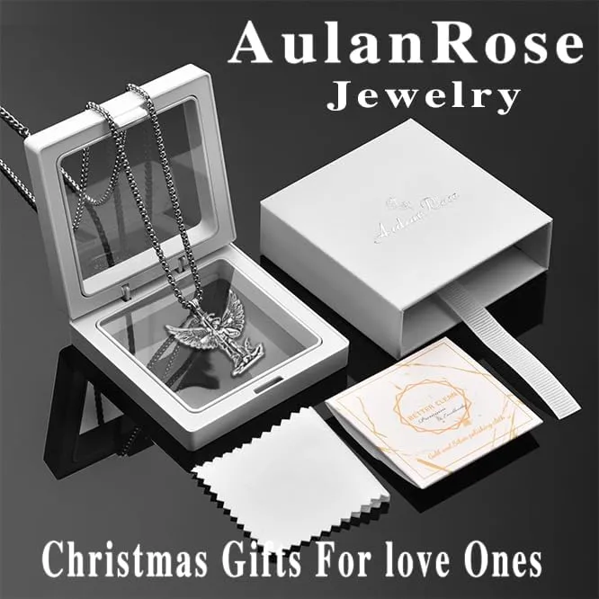 Silver Necklaces for Women Men Jewelry Gifts Saint Necklace Amulet Archangel Medal Pendant Religious Protector Retro Effect