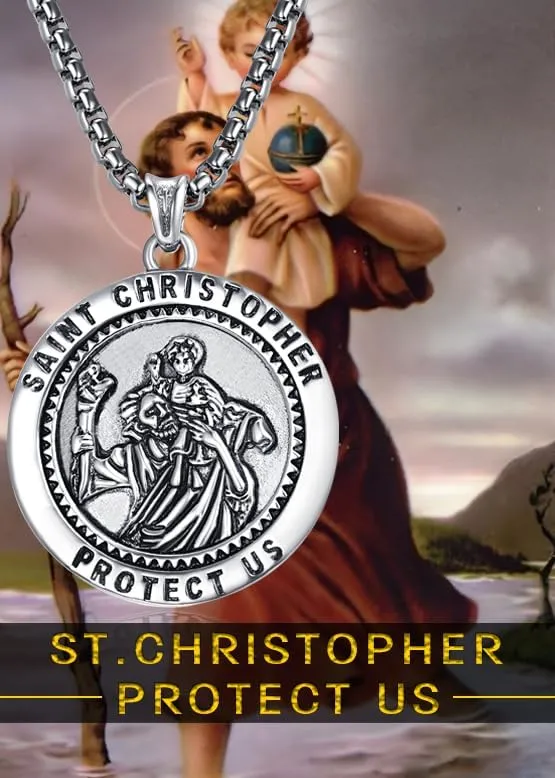 Silver Necklaces for Women Men Jewelry Gifts Saint Necklace Amulet Archangel Medal Pendant Religious Protector Retro Effect