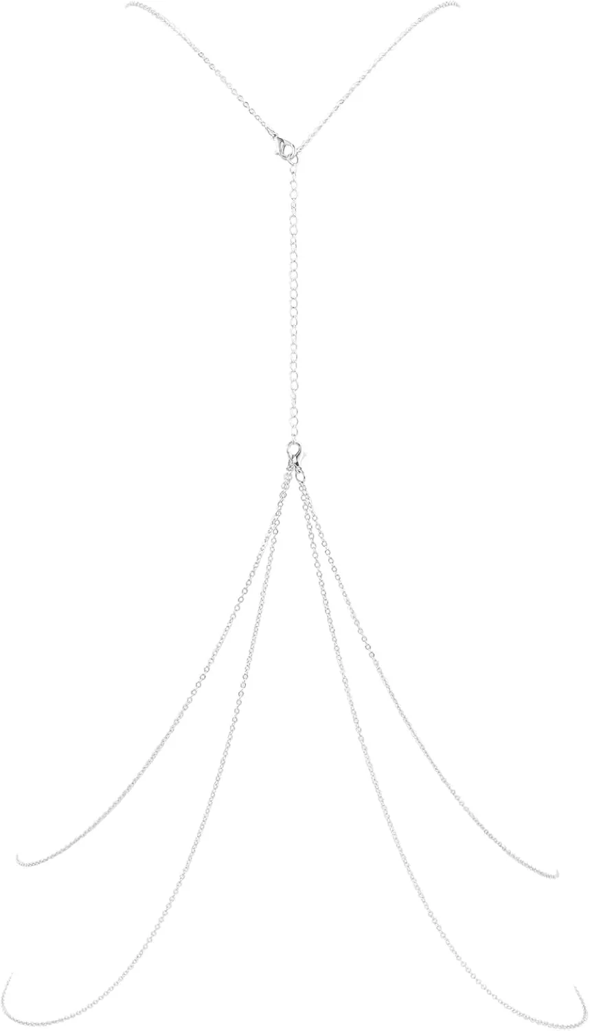 Silver Sexy Body Chains for Women, Crossover Bra Body Chain Belly Waist Chains Bikini Beach Rave Party Body Jewelry for Women (Silver Chain)