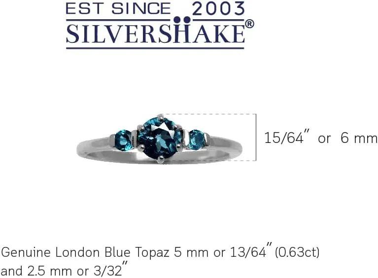 Silvershake 5MM Petite Round Shape Birthstone Gemstones White Gold Plated or Yellow Gold Plated 925 Sterling Silver Promise Ring Jewelry for Women or Teen