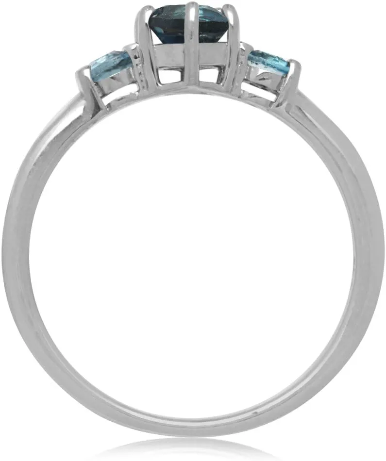 Silvershake 5MM Petite Round Shape Birthstone Gemstones White Gold Plated or Yellow Gold Plated 925 Sterling Silver Promise Ring Jewelry for Women or Teen