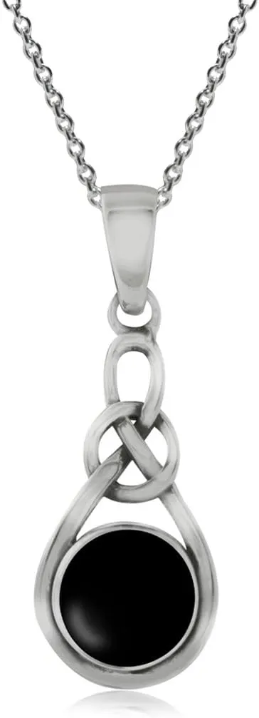 Silvershake 6MM Genuine or Created Gems Irish Celtic Knot Solitaire Drop Pendant with 18 Inch Necklace Jewelry for Women or Teens