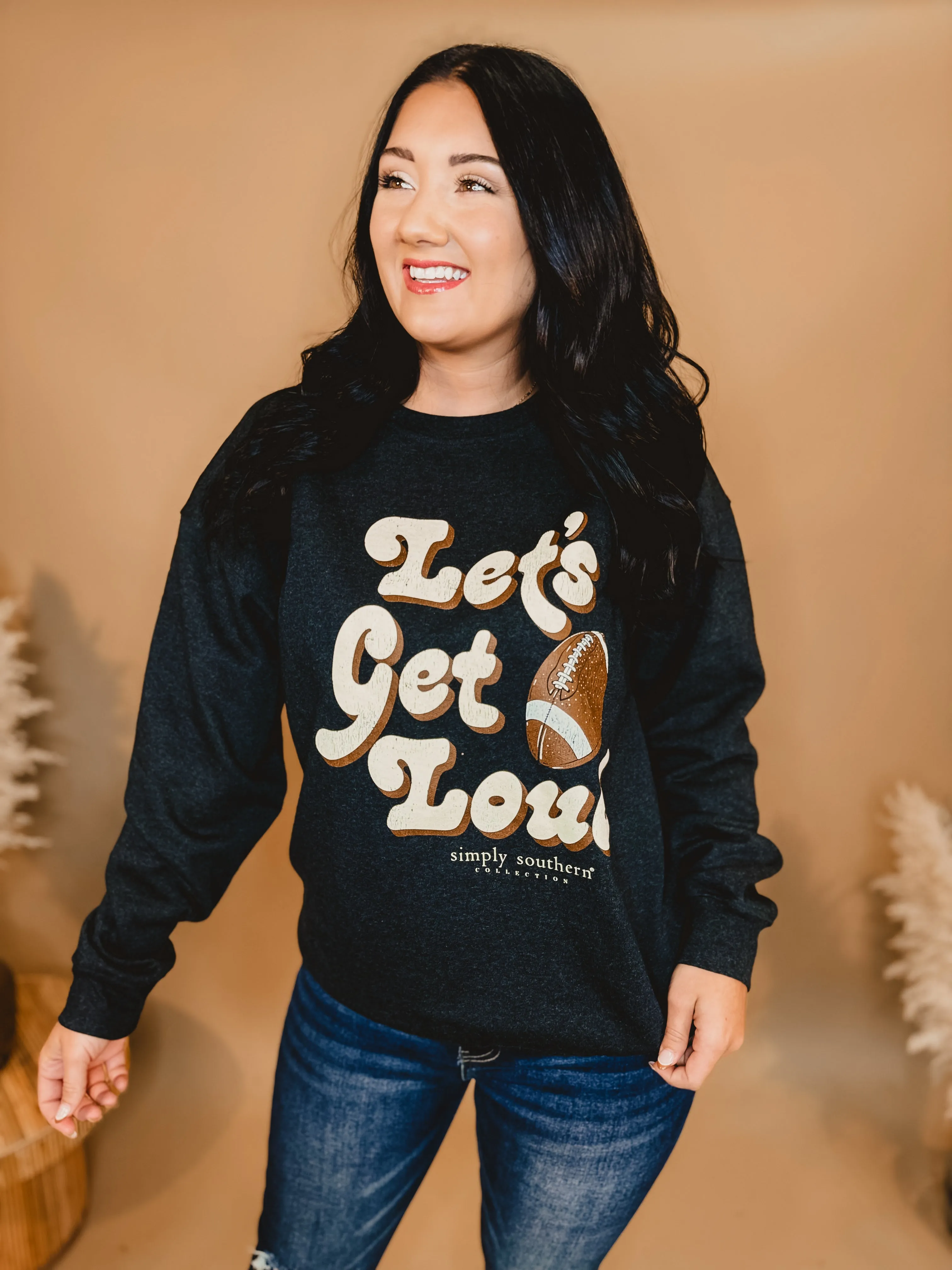 Simply Southern Let's Get Loud Crewneck Sweatshirt  - Black
