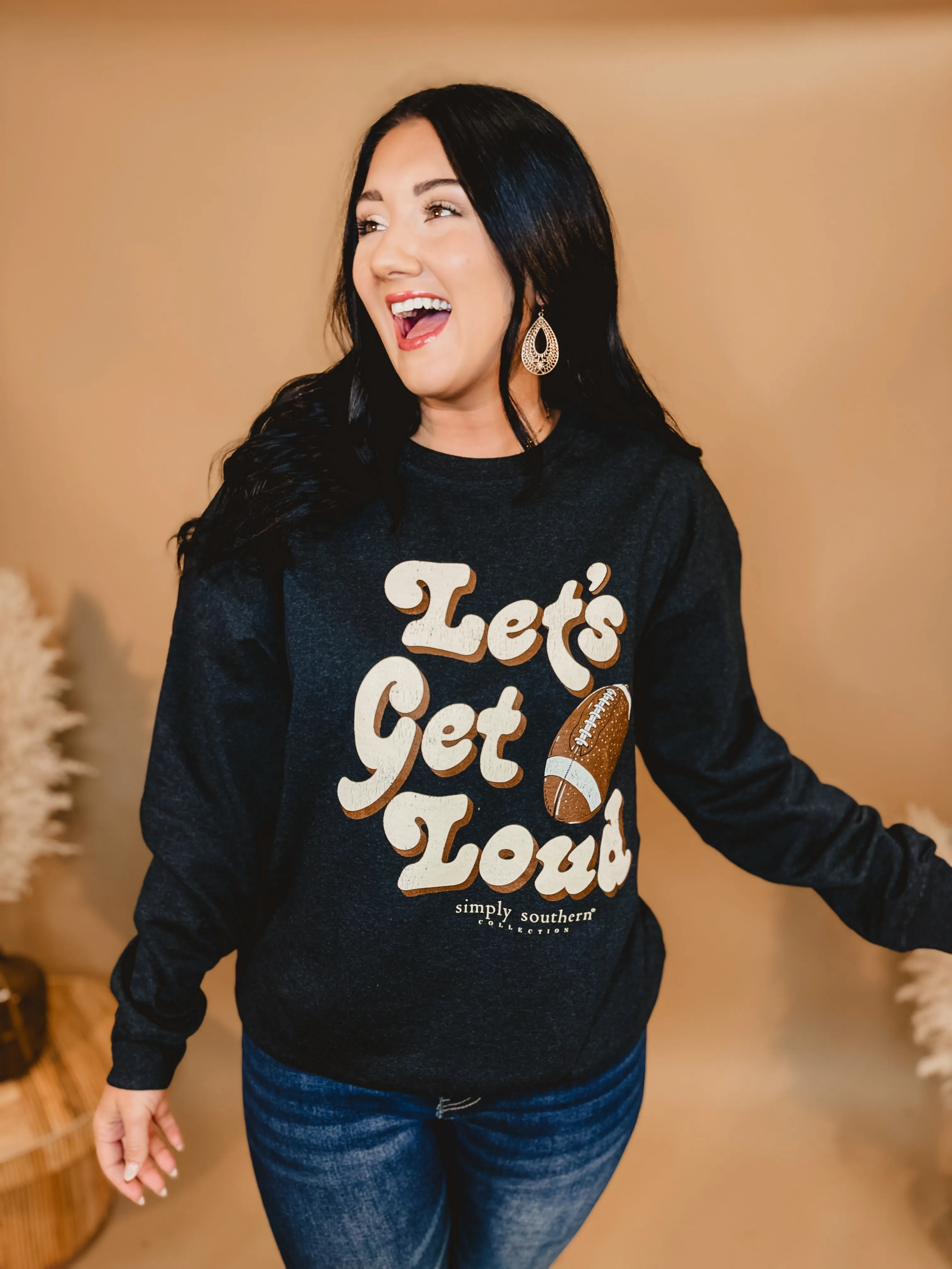 Simply Southern Let's Get Loud Crewneck Sweatshirt  - Black