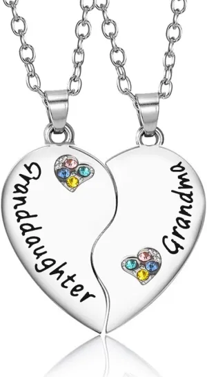 Sisadodo Heart Matching Necklaces for Mother Daughter Birthday Christmas Gifts for Sister Grandmother Granddaughter Gifts for Women