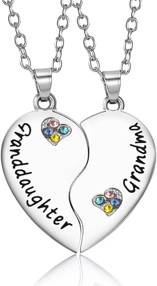 Sisadodo Heart Matching Necklaces for Mother Daughter Birthday Christmas Gifts for Sister Grandmother Granddaughter Gifts for Women