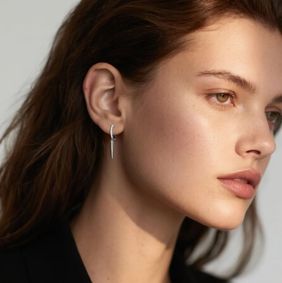 SLUYNZ Sterling Silver Spike Earrings Hoop for Women Teens Geometric Huggie Hoop Earrings Drop Punk Earrings Minimalist Huggie