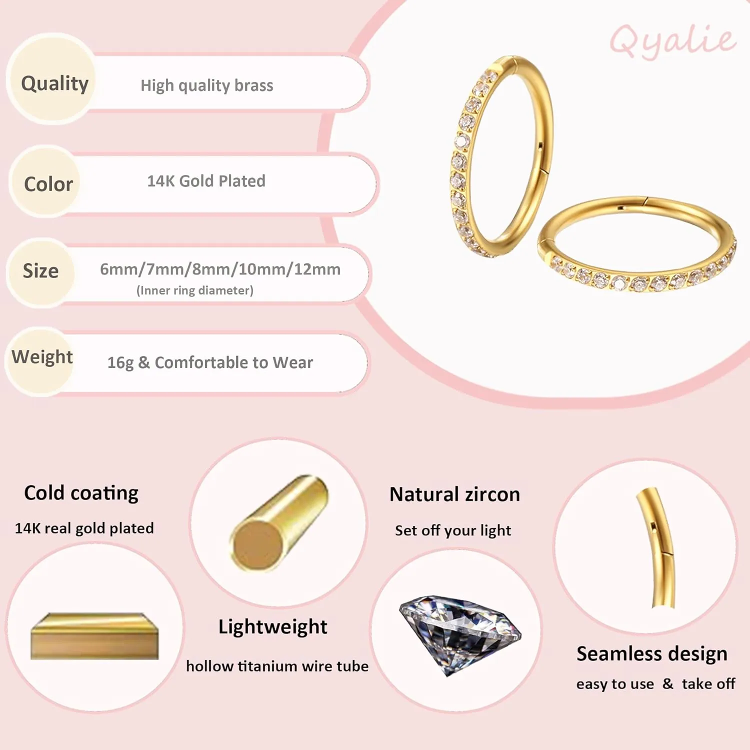 Small Gold Hoop Cartilage Earrings For Women Huggie Helix Conch Piercing Jewelry Hypoallergenic Titanium 14k Gold Plated Silver CZ Surgical Steel Sets