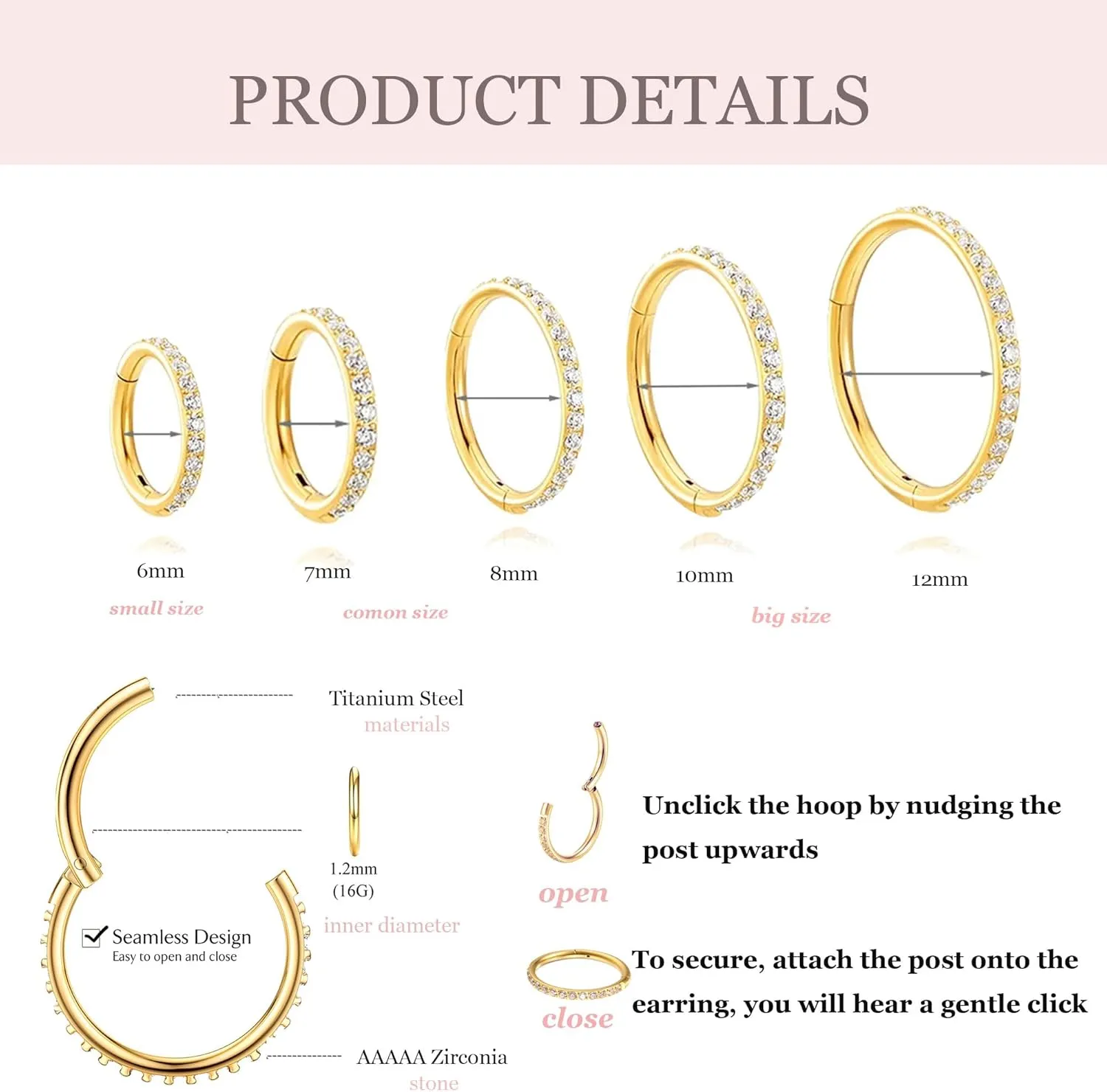 Small Gold Hoop Cartilage Earrings For Women Huggie Helix Conch Piercing Jewelry Hypoallergenic Titanium 14k Gold Plated Silver CZ Surgical Steel Sets