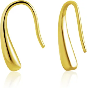 Small Hoop Earrings Pull Through Earrings 925 Sterling Silver Earrings Threader Earrings Hypoallergenic Open Teardrop Earrings Hoop Earrings for Women Trendy (Sliver & Gold)