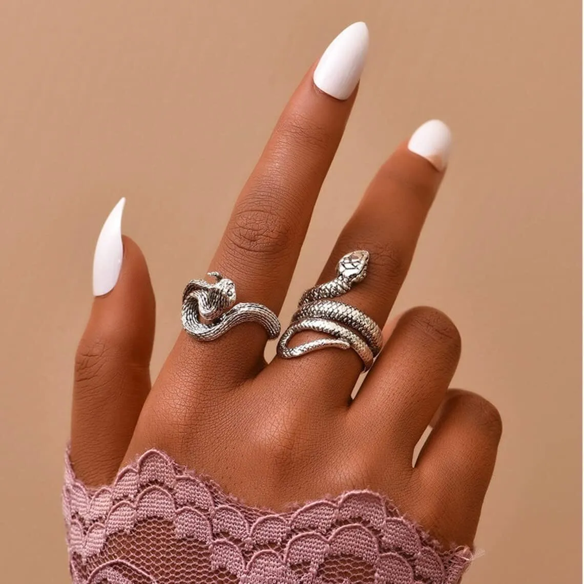 Snake Ring Silver Snake Rings for Women Phoenix Ring Adjustable Vintage Rings Punk Goth Rings Gold Snake Silver Ring Set Snake Jewelry