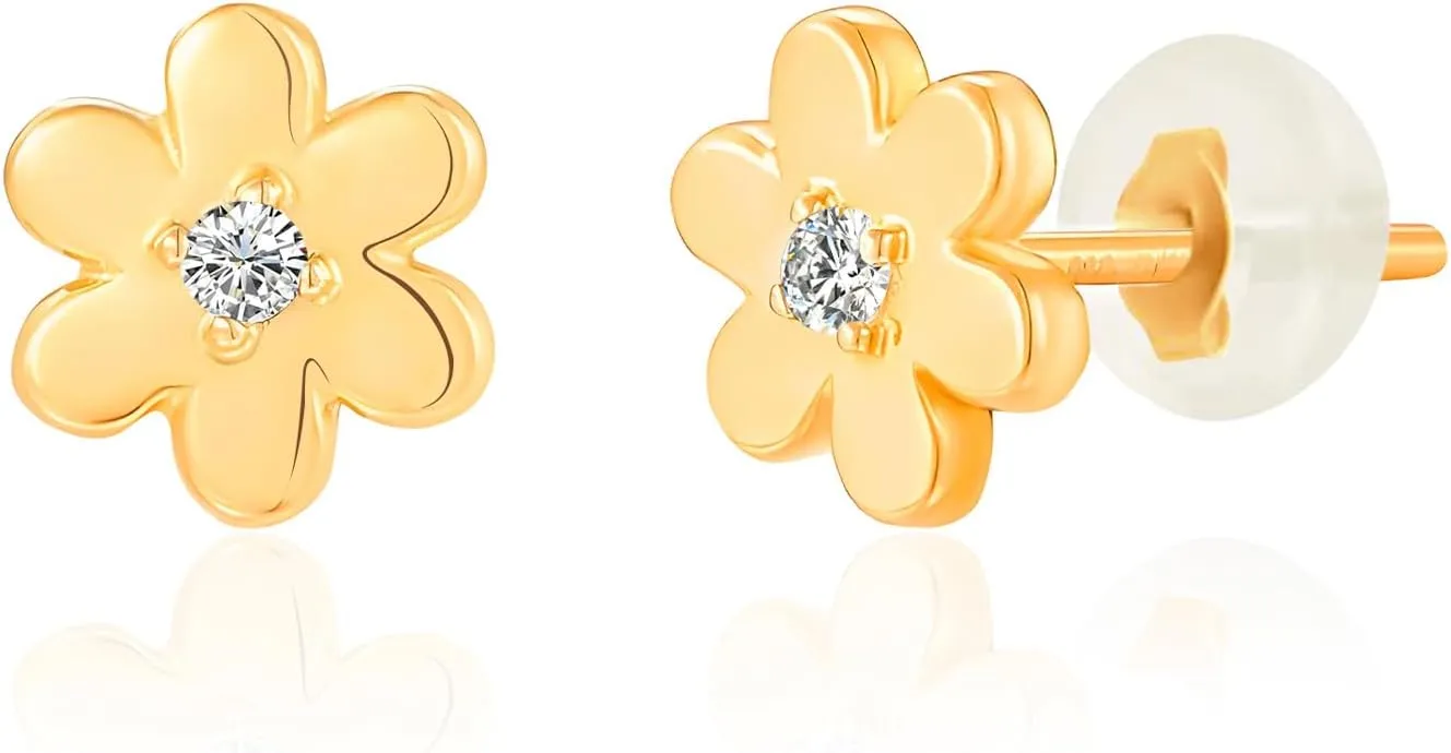 Solid 10K Gold Stud Earrings for Women | Hypoallergenic & Anti-Tarnishing Real Gold Earrings | Shower-Safe, Water-Proof and Sweat-Resistant Earrings in Various Shapes by MAX   STONE