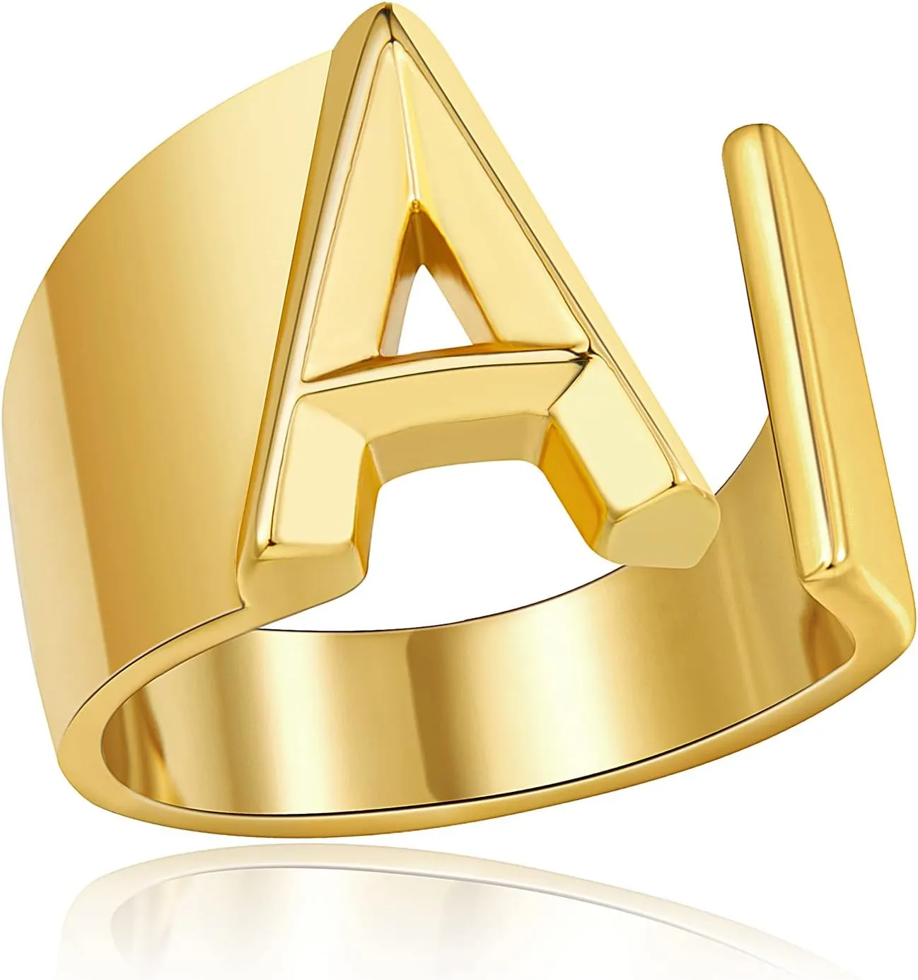 Sora Tuki Initial Ring Gold Letter Rings for Women Chunky Gold Rings for Women Adjustable Rings Initial Jewelry