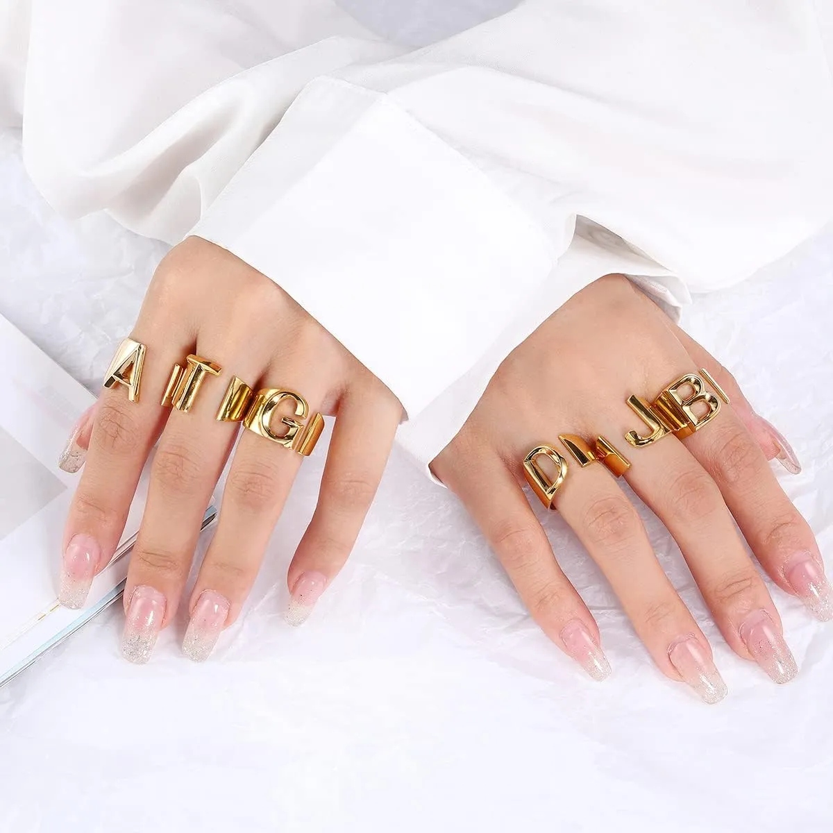 Sora Tuki Initial Ring Gold Letter Rings for Women Chunky Gold Rings for Women Adjustable Rings Initial Jewelry