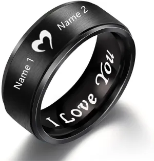 Stainless Steel Band Rings for Men Women,Symbol Engraved Couples Promise Ring With I Love You Words,Wedding Engagement Anniversary Birthday Valentine's Day Gifts for Him,Her,Boyfriend,Girlfriend