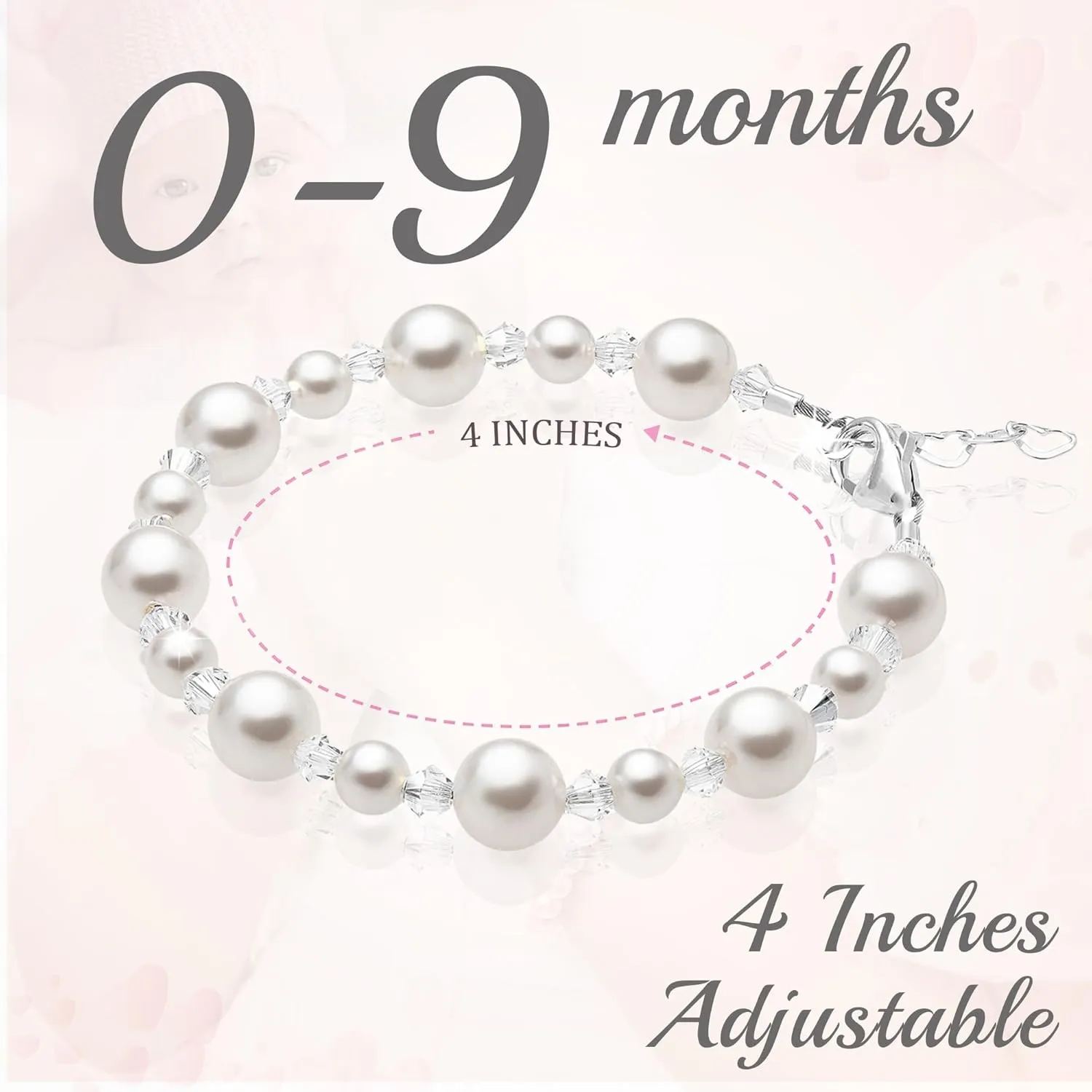 Sterling Silver Jewelry Newborn Baby Bracelets for Infant Girls, White Pearl Bracelet for Girls, Baby Girl Gifts, Toddler Bracelets, little Girl Jewelry, Birthday Gifts