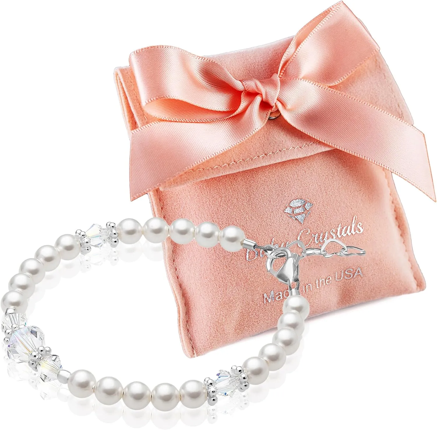 Sterling Silver Jewelry White Pearl Bracelet for Girls, Baby Girl Gifts, Newborn Baby Bracelets for Infant Girls, Toddler Bracelets, little Girl Jewelry, Birthday Gifts