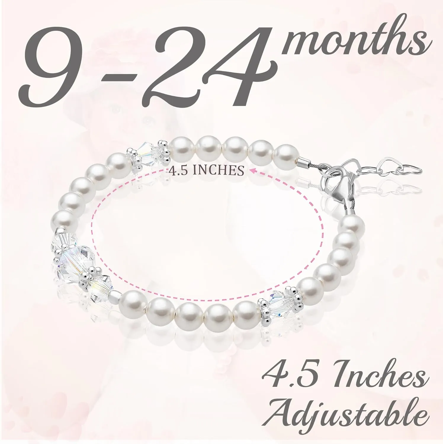 Sterling Silver Jewelry White Pearl Bracelet for Girls, Baby Girl Gifts, Newborn Baby Bracelets for Infant Girls, Toddler Bracelets, little Girl Jewelry, Birthday Gifts