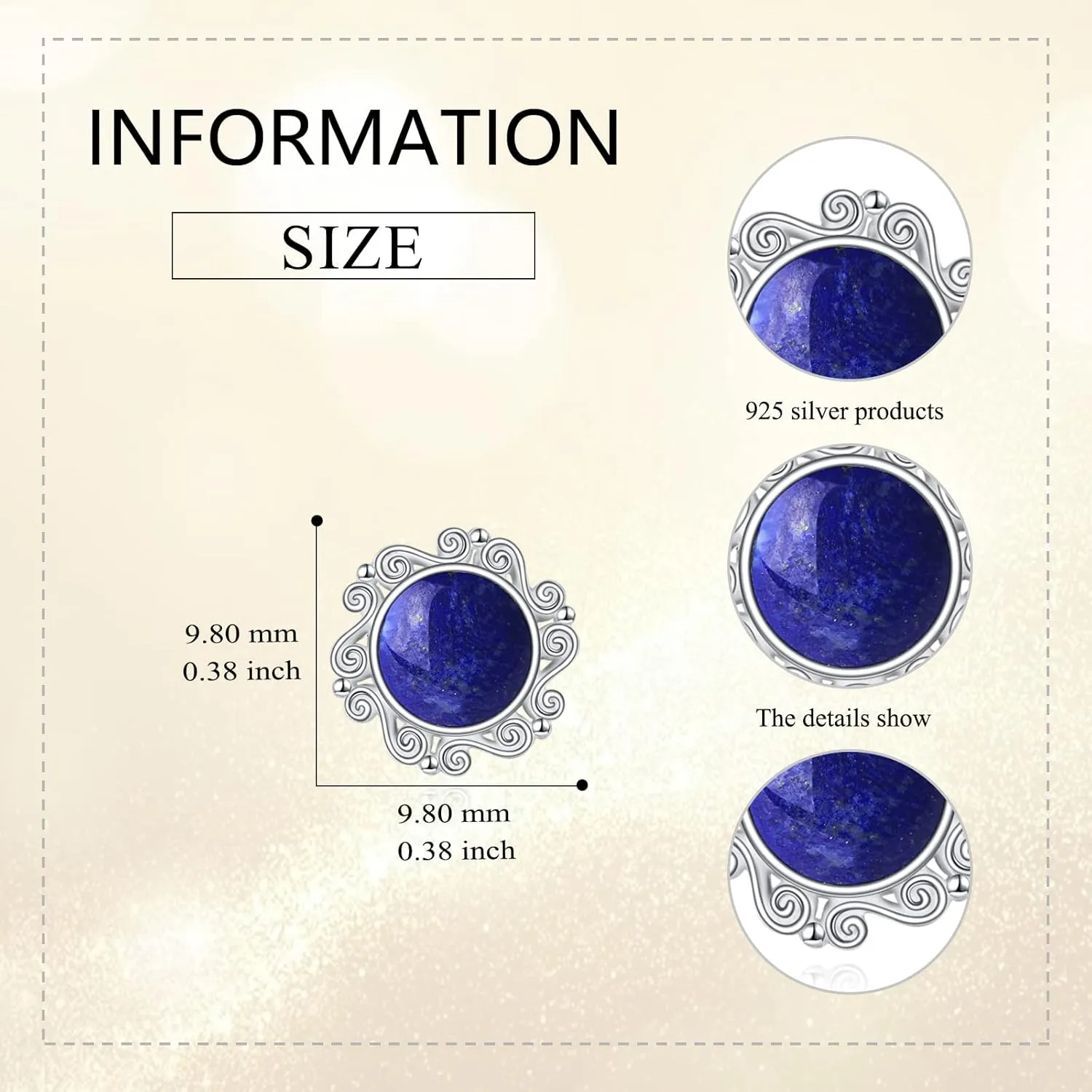 Sterling Silver Lapis Lazuli Larimar Black Onyx Moonstone Moss Agate Emerald Opal Stud Earrings Boho Jewelry Birthday Gifts for Women Girls