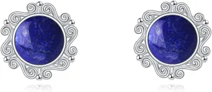 Sterling Silver Lapis Lazuli Larimar Black Onyx Moonstone Moss Agate Emerald Opal Stud Earrings Boho Jewelry Birthday Gifts for Women Girls