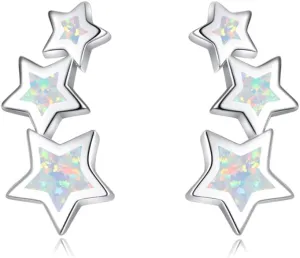 Sterling Silver Star Stud Earrings For Girls - Opal Cuff Ear Climber Earrings for Teens Girls Women Jewelry Gifts
