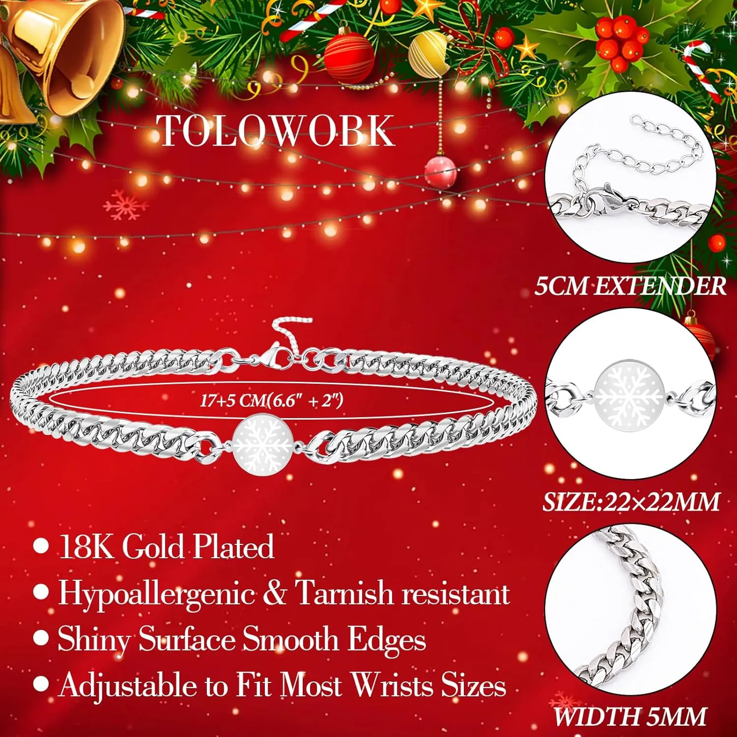 Stocking Stuffers for Women Teens Girls Gift Ideas Mom Christmas Gifts for Women Teens 12-18 Year Old Girls Boys Unique Christmas Bracelets with Christmas Tree Snowflake Charm Bracelets