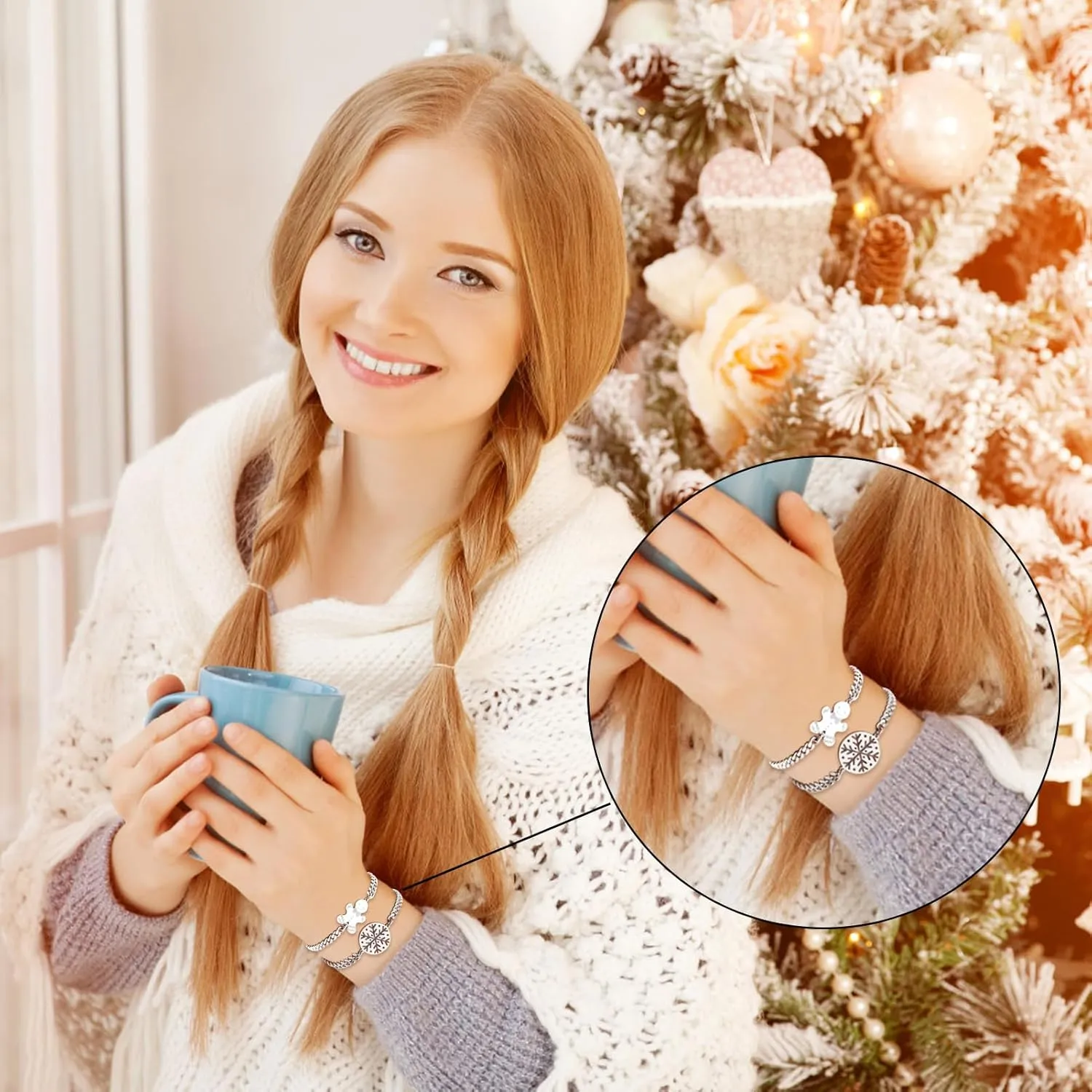 Stocking Stuffers for Women Teens Girls Gift Ideas Mom Christmas Gifts for Women Teens 12-18 Year Old Girls Boys Unique Christmas Bracelets with Christmas Tree Snowflake Charm Bracelets