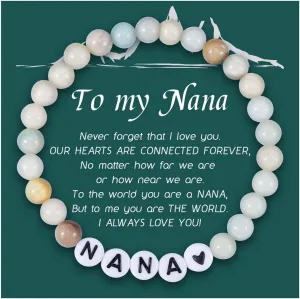SUNSH Gifts for Mom Daughter Nana Grandma Sister Mimi Beaded Bracelet Natural Stone Blessing Bracelet Women Gift for Christmas Birthday