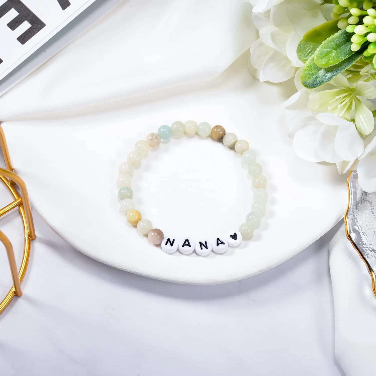 SUNSH Gifts for Mom Daughter Nana Grandma Sister Mimi Beaded Bracelet Natural Stone Blessing Bracelet Women Gift for Christmas Birthday