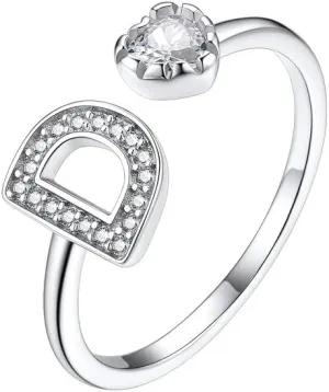 Suplight 925 Sterling Silver Heart Initial Rings for Women Capital Letter Initial Stackable Rings for Women Alphabet Letter Adjustable Heart Rings Rings Jewelry Gifts for Women