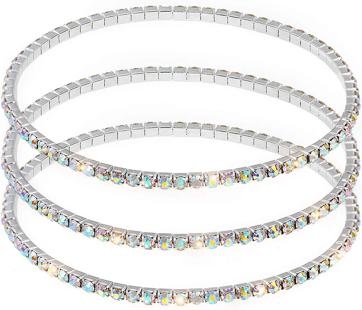 Suyi Crystal Ankle Bracelet for Women Diamond Tennis Stretch Anklets Elastic Foot Chain